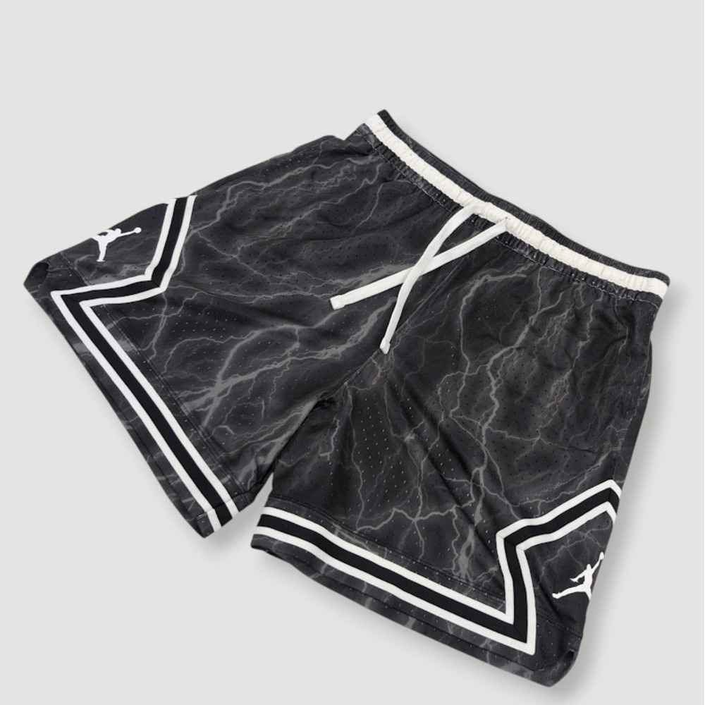 Jordan Diamond Printed Sport Shorts Mens 2XL Black‎ Lightning Mesh Basketball